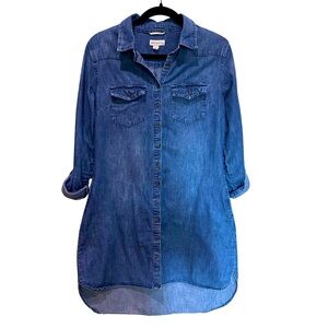 Jean Button Down Dress 3/4 Sleeves